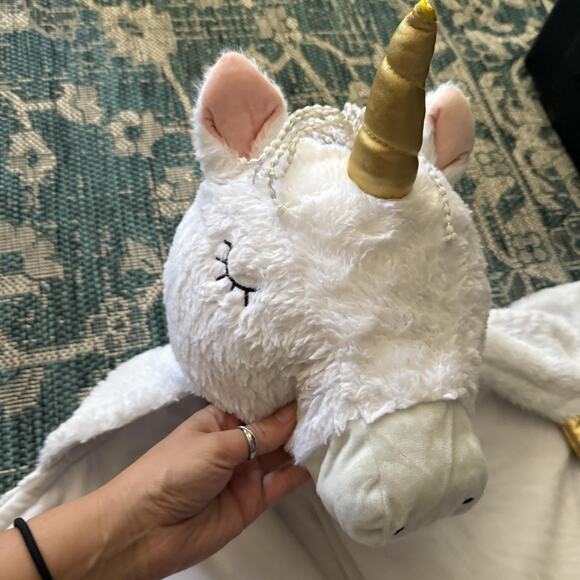 Kids Unicorn Hooded Blanket Plush White Gold Horn 48” Cozy Costume Soft Gift - Picture 2 of 5